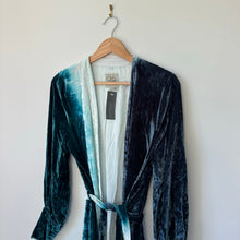 Load image into Gallery viewer, Chaser Silk Blend Lush Tie Dye Kimono Teal White S NWT
