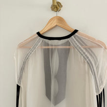 Load image into Gallery viewer, Silk Crystal Embellished Sheer Tie-Short Sleeve Swimwear Cover Up White/Black
