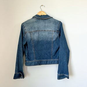 Celebrity Pink Distressed Denim Button Front Jean Jacket XS Blue