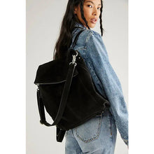 Load image into Gallery viewer, Free People Camilla Suede Leather Convertible Backpack Black
