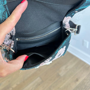 FURLA Metropolis Nuvola Fur Accent Detachable Handle Mini Handbag Pink Blue
