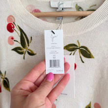 Load image into Gallery viewer, Joie Varden Cashmere Cherry Pattern Crew Neck Pullover Sweater Porcelain M NWT

