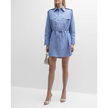 Load image into Gallery viewer, Rag &amp; Bone Nadine Pinstripe Long Sleeve Mini Shirt Dress Blue L
