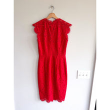 Load image into Gallery viewer, Rachel Zoe Suzette Floral Lace Cap Sleeve Mini Sheath Dress Red 4
