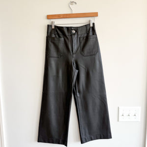 Anthropologie Maeve The Colette Faux Leather High Rise Wide Leg Pants Black 25P