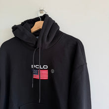 Load image into Gallery viewer, Polo Ralph Lauren USA Flag Patch Fleece Hoodie Sweatshirt Black M NWT
