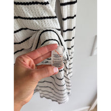 Load image into Gallery viewer, Free People Sunset Park Oversized Thermal Waffle Knit Top  White Black M
