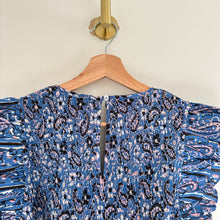 Load image into Gallery viewer, Cleobella Autumn Paisley Print Flutter Sleeve Smocked Midi Dress Blue L
