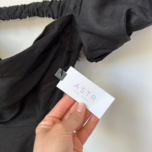 ASTR The Label Angeles Puff Sleeve Cutout Linen Dress Black S NWT