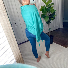 Load image into Gallery viewer, Sage Designs Asymmetrical T-Cape Poncho in Turquoise Green
