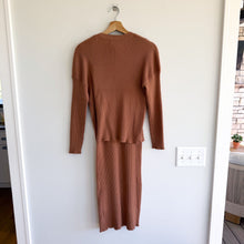 Load image into Gallery viewer, Rachel Zoe Ribbed Knit Button Front Cardigan Mini Tank Dress Set Brown S
