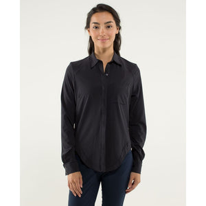 Lululemon Urbanite Collared Button Up Shirt Black 6 NWT