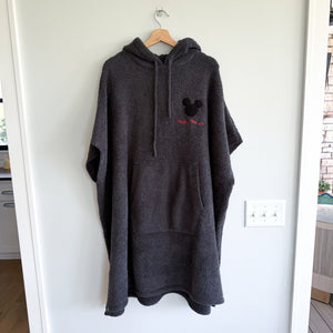 Disney Mickey Mouse x Barefoot Dreams CozyChic Hooded Poncho Gray One Size NWT