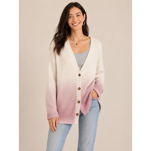 Sundance Sunset Moments Button Front Ombre Cardigan Cream/Pink S