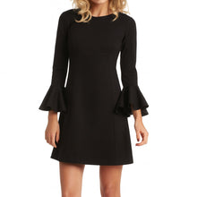 Load image into Gallery viewer, Trina Turk Panache Jewel Neck Straight Day Dress Black 8
