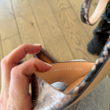 Load image into Gallery viewer, AGL Brenda Snake Embossed Leather Block Heel Sandals Brown 39.5
