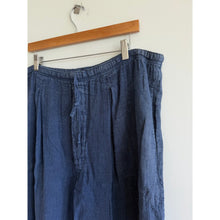 Load image into Gallery viewer, La Bottega di Brunella Linen Drawcord Waist Flat Front Casual Shorts Blue XL
