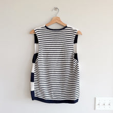 Load image into Gallery viewer, Talbots Knit Striped Button Front Cotton Sweater Vest Blue White S
