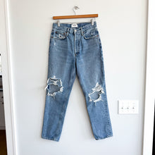 Load image into Gallery viewer, AGOLDE 90's Mid Rise Loose Fit Distressed Straight Leg Jeans Blue Wash 25
