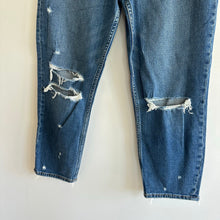 Load image into Gallery viewer, Abercrombie &amp; Fitch The Mom High Rise Distressed Straight Leg Jeans Blue 29
