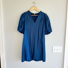 Load image into Gallery viewer, Ann Taylor Shimmer Puff Sleeve Mini Shift Dress Blue 0
