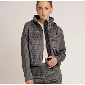 Rain Couture Amsterdam Waterproof Stretchable Hooded Bomber Jacket Gray L