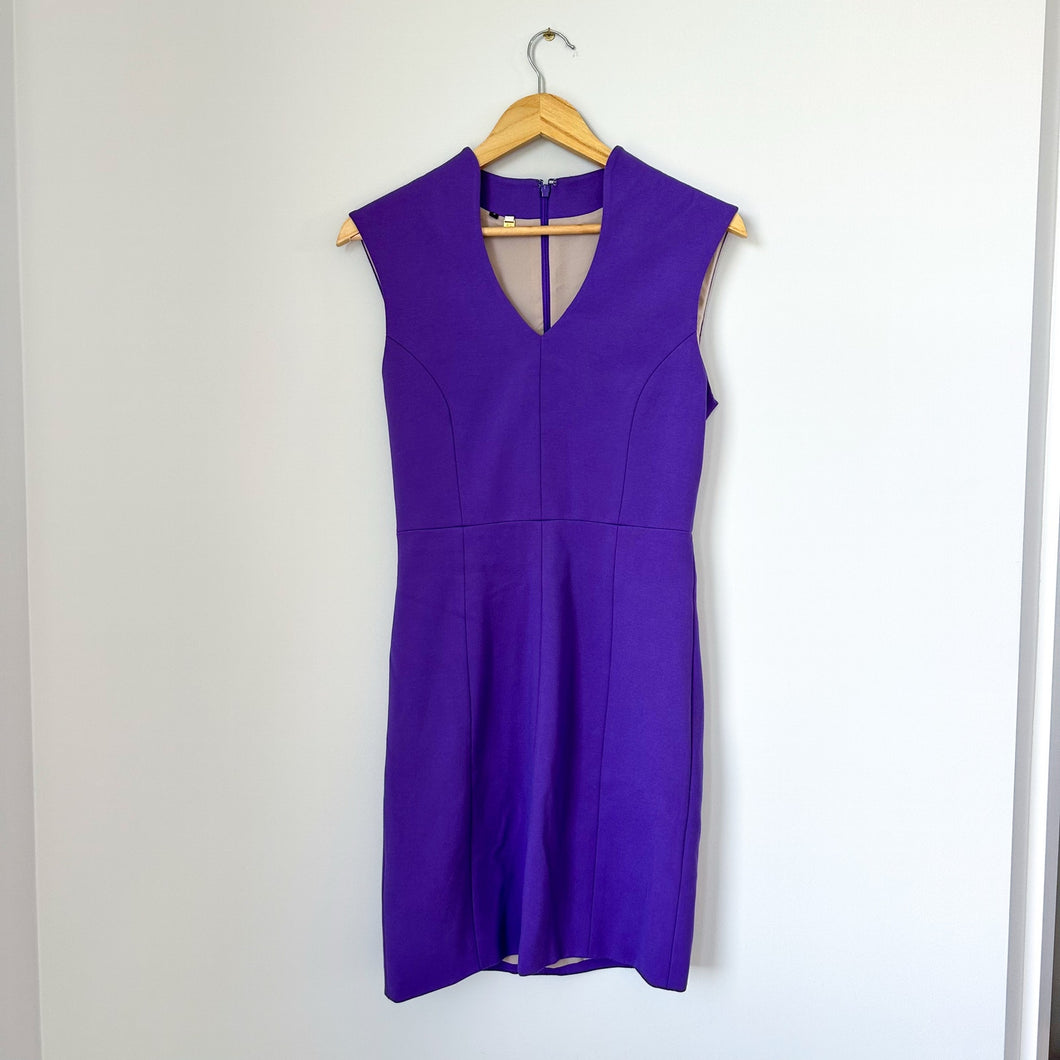 Anthropologie 4C 4 Collective V-Neck Cap Sleeve Sheath Dress Purple 4