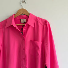 Load image into Gallery viewer, Tuckernuck Callahan Collared 3/4 Sleeve Flowy Mini Shirt Dress Hot Pink M NWT
