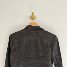 Load image into Gallery viewer, Level 99 Midnight Camo Zip Up Linen Blend Moto Jacket Green S
