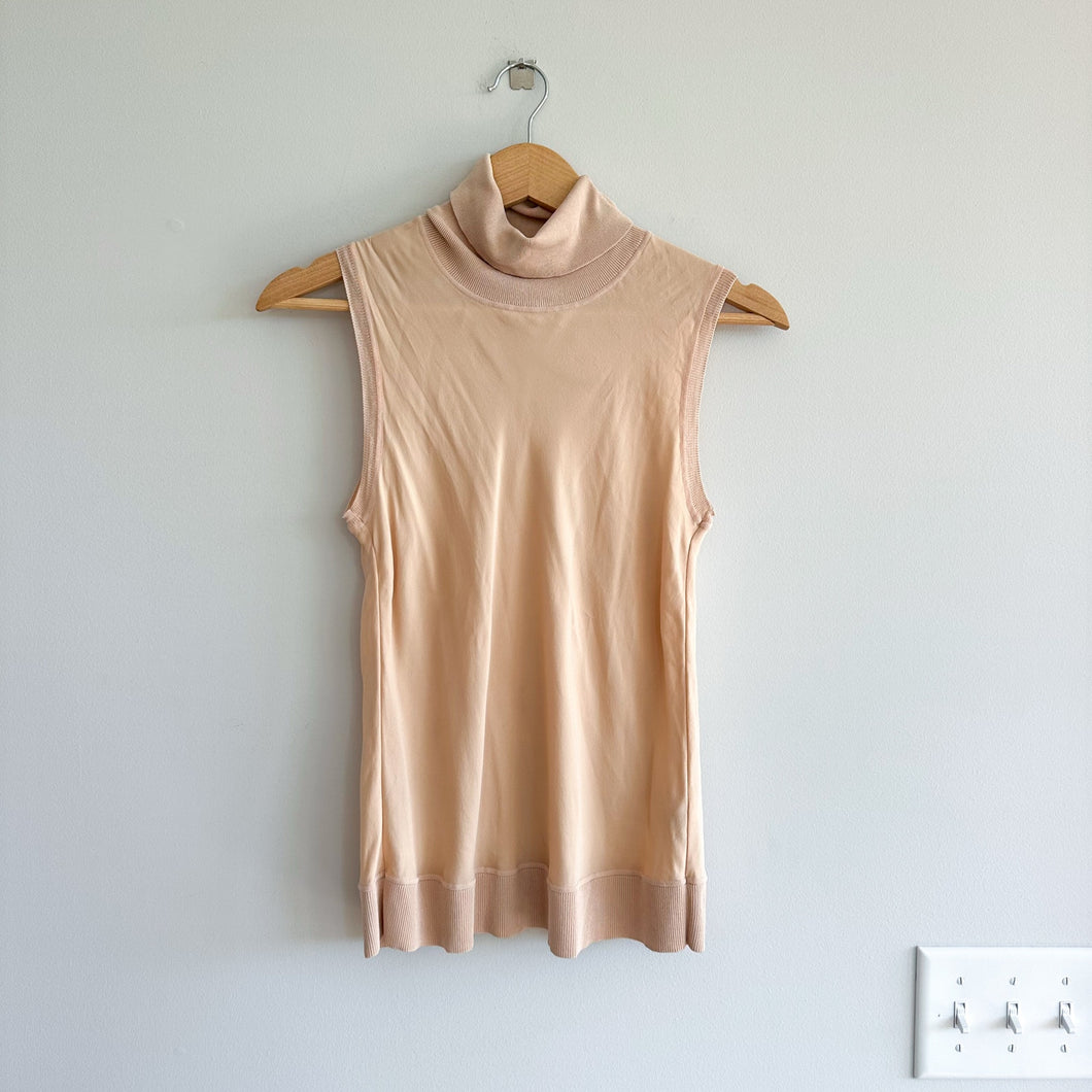 Theory Bias Silk Combo Turtleneck Sleeveless Top