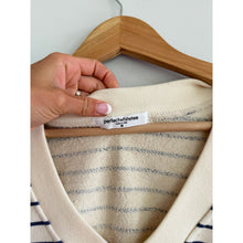Load image into Gallery viewer, Perfectwhitetee French Terry Striped V-Neck Short Sleeve T-Shirt Cream Blue M
