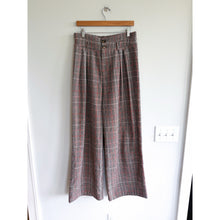 Load image into Gallery viewer, Commense Plaid Pattern High Rise Wide Leg Pants Brown Red L NWT
