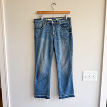 Load image into Gallery viewer, Anthropologie Pilcro Raw Hem High Rise Flared Jeans Blue 29
