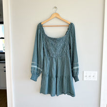 Load image into Gallery viewer, American Eagle Outfitters Plaid Smocked Mini Dress Teal L
