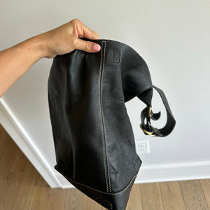 Pritzi Cowhide Leather Hobo Shoulder Bag Tote Black