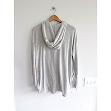 Load image into Gallery viewer, Athleta Purana Wrap Draped Long Sleeve Pullover Tulip Hem Sweatshirt Gray XS
