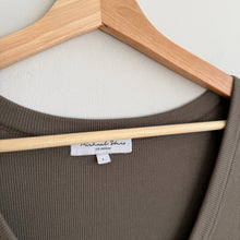 Load image into Gallery viewer, Michael Stars Ribbed V-Neck Long Sleeve Midi Dress Olive L
