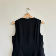 Load image into Gallery viewer, Akris Wool Zip-Front Sleeveless Crew Neck Peplum Mini Sheath Dress Black 10

