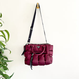 PRADA Tessuto Padded Hand Bag & Crossbody Red