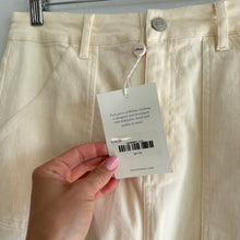 Load image into Gallery viewer, Böhme Khloe Denim Front Slit Cargo Pockets Midi Skirt Cream S NWT
