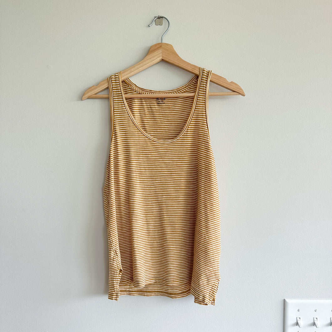 Madewell Whisper Cotton Scoop Tank Top in Coretta Stripe Yellow White