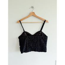 Load image into Gallery viewer, Express Floral Lace Sleeveless Cropped Corset Tank Top Black 8 NWT
