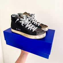 Load image into Gallery viewer, P448 Metallic Skate High Top Lace Up Sneakers Black/Gold 37

