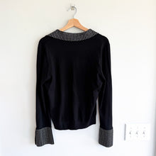 Load image into Gallery viewer, Minnie Rose Rhinestone Stud Embellished Bell Sleeve Sweater Black L NWT
