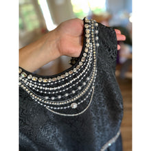 Load image into Gallery viewer, Alicia and Olivia Jewel Embellished Textured Pleated Gown Black
