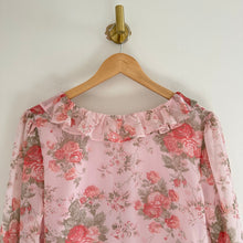 Load image into Gallery viewer, Rachel Parcell Sophia Floral Print Ruffle Long Sleeve Romper Pink M
