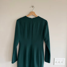 Load image into Gallery viewer, Carolina Herrera Crepe Pleated Midi Cocktail Dress Pine Green
