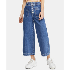 Free People Colette Crop Button-Fly Denim High Rise Jeans Blue 25