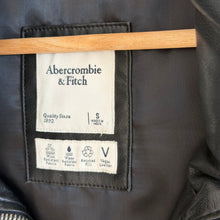 Load image into Gallery viewer, Abercrombie &amp; Fitch Vegan Leather Zip Up Puffer Vest Black S
