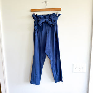 Athleta Skyline High Rise Straight Belted Paperbag Pants Blue 2P